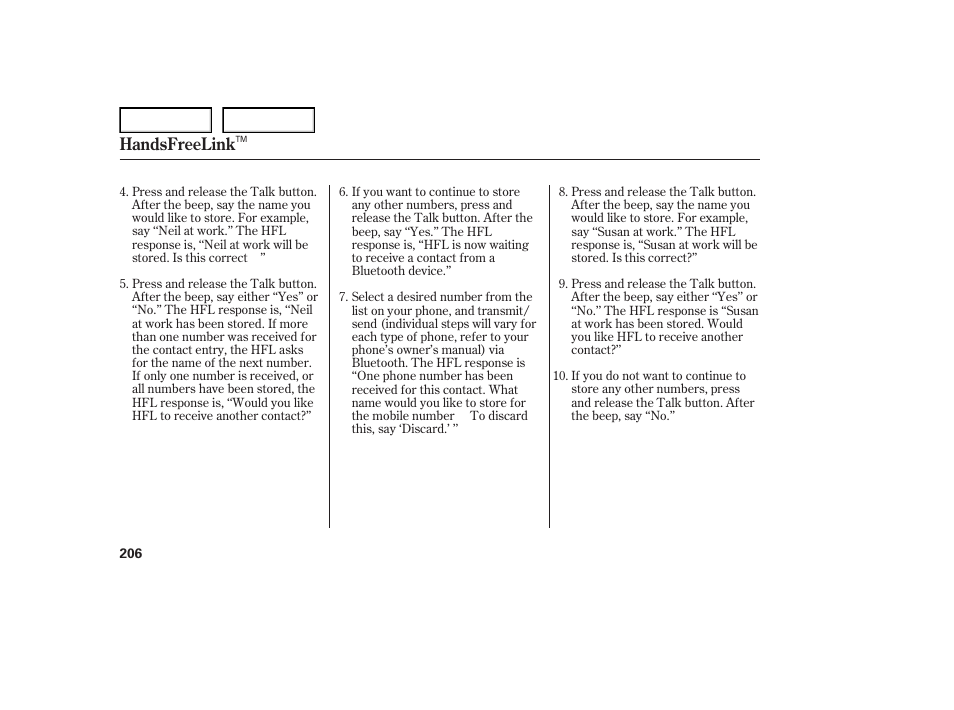 Handsfreelink | Acura 2007 TL - Owner's Manual User Manual | Page 209 / 369