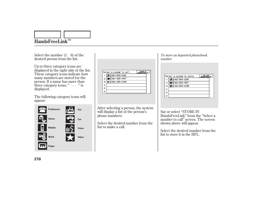 Handsfreelink | Acura 2007 TL - Owner's Manual User Manual | Page 213 / 369