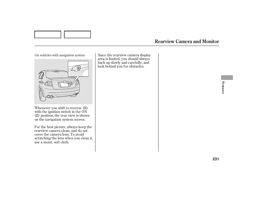 Rearview camera and monitor | Acura 2007 TL - Owner's Manual User Manual | Page 234 / 369