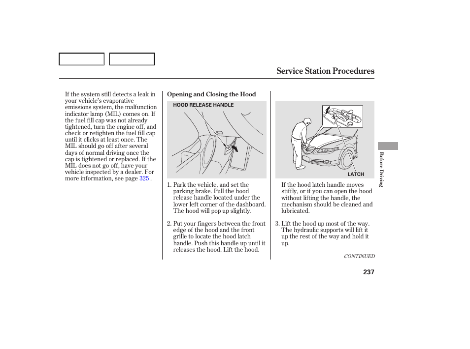 Service station procedures | Acura 2007 TL - Owner's Manual User Manual | Page 240 / 369
