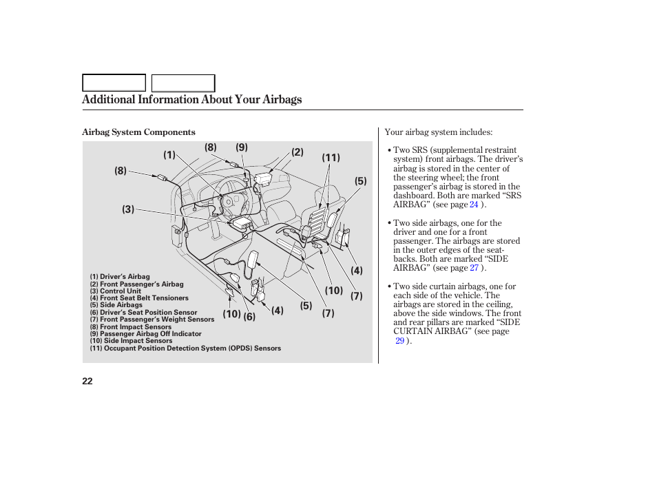 Additional information about your airbags | Acura 2007 TL - Owner's Manual User Manual | Page 25 / 369