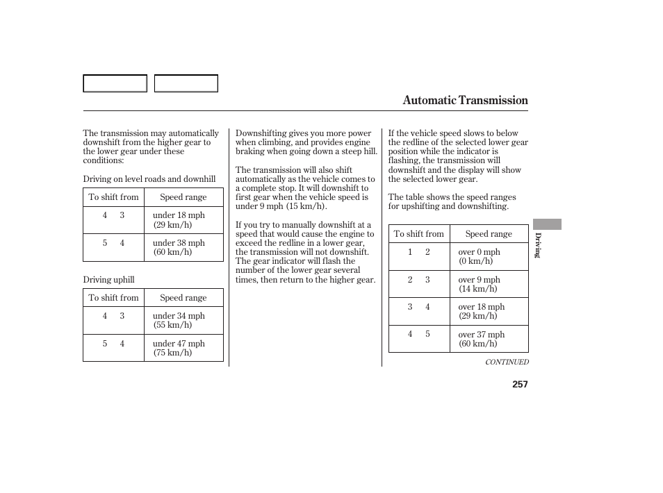 Automatic transmission | Acura 2007 TL - Owner's Manual User Manual | Page 260 / 369