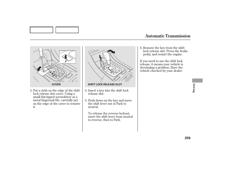 Automatic transmission | Acura 2007 TL - Owner's Manual User Manual | Page 262 / 369