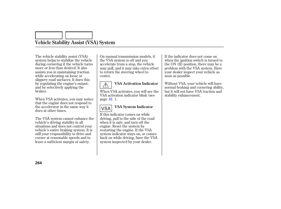 Vehicle stability assist (vsa) system | Acura 2007 TL - Owner's Manual User Manual | Page 267 / 369