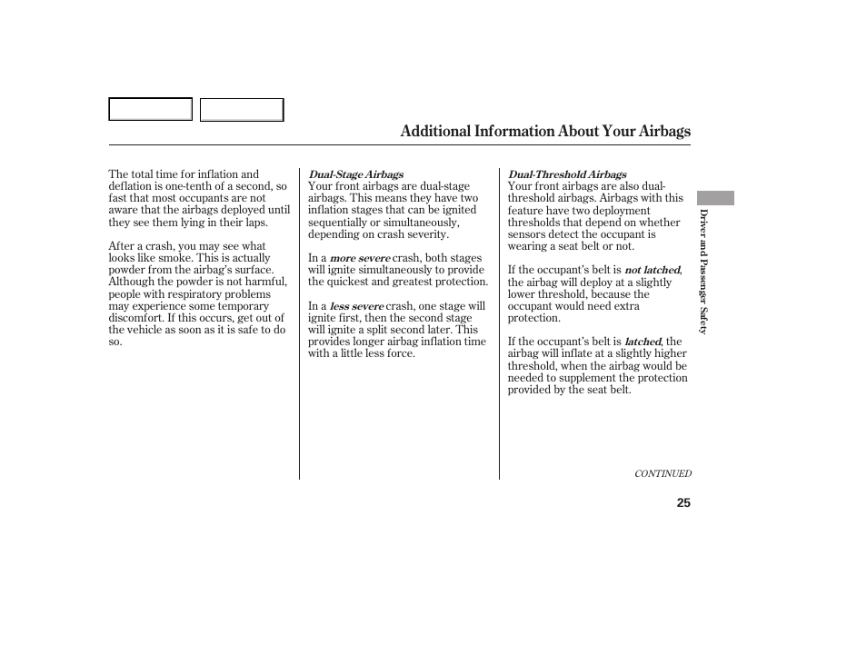 Additional information about your airbags | Acura 2007 TL - Owner's Manual User Manual | Page 28 / 369
