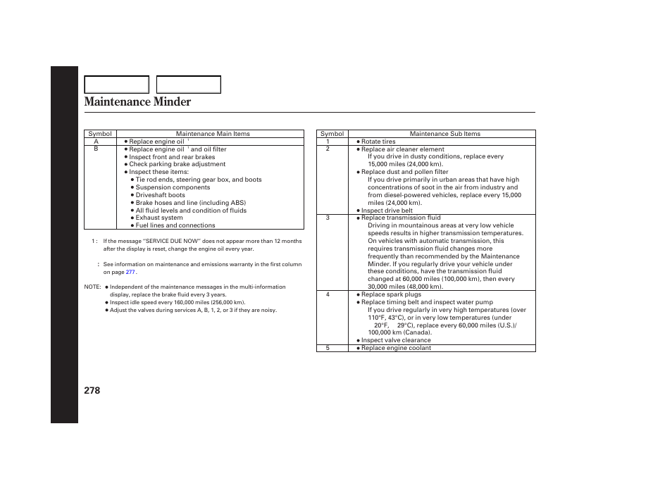 Maintenance minder | Acura 2007 TL - Owner's Manual User Manual | Page 281 / 369