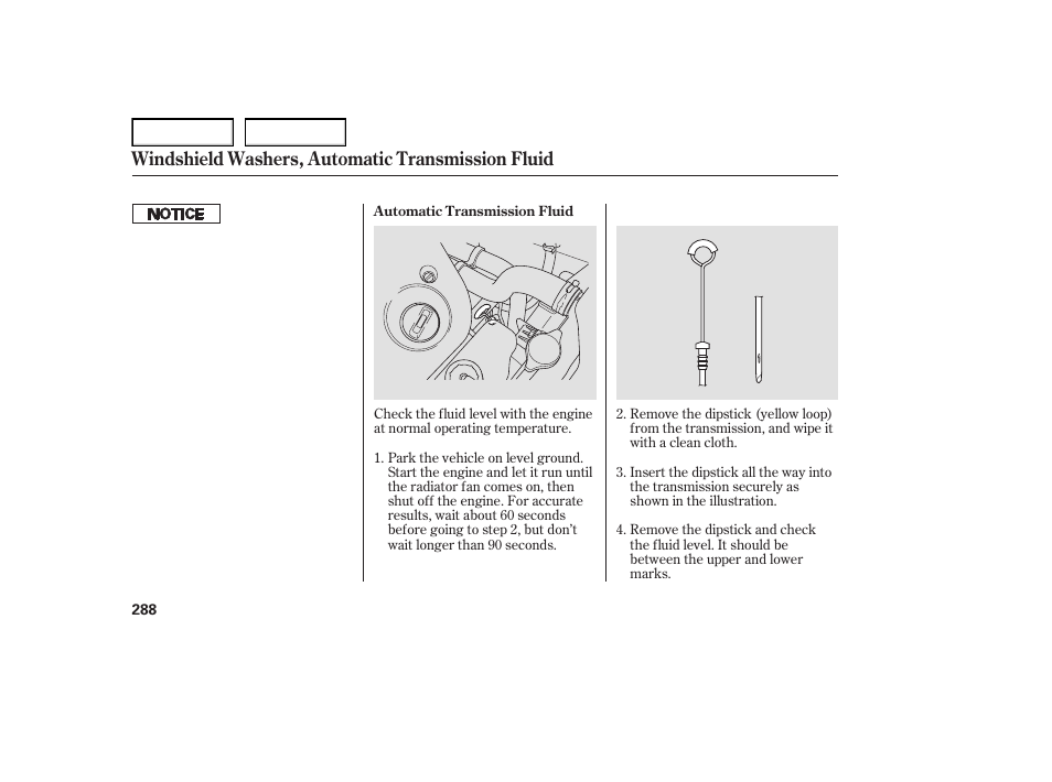 Windshield washers, automatic transmission fluid | Acura 2007 TL - Owner's Manual User Manual | Page 291 / 369