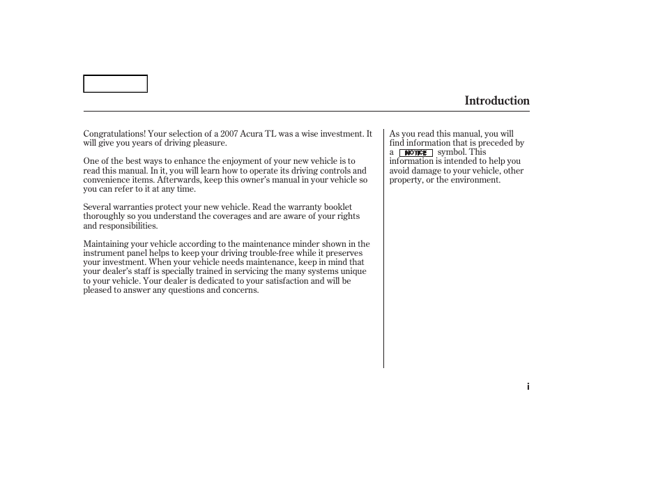 Introduction | Acura 2007 TL - Owner's Manual User Manual | Page 3 / 369