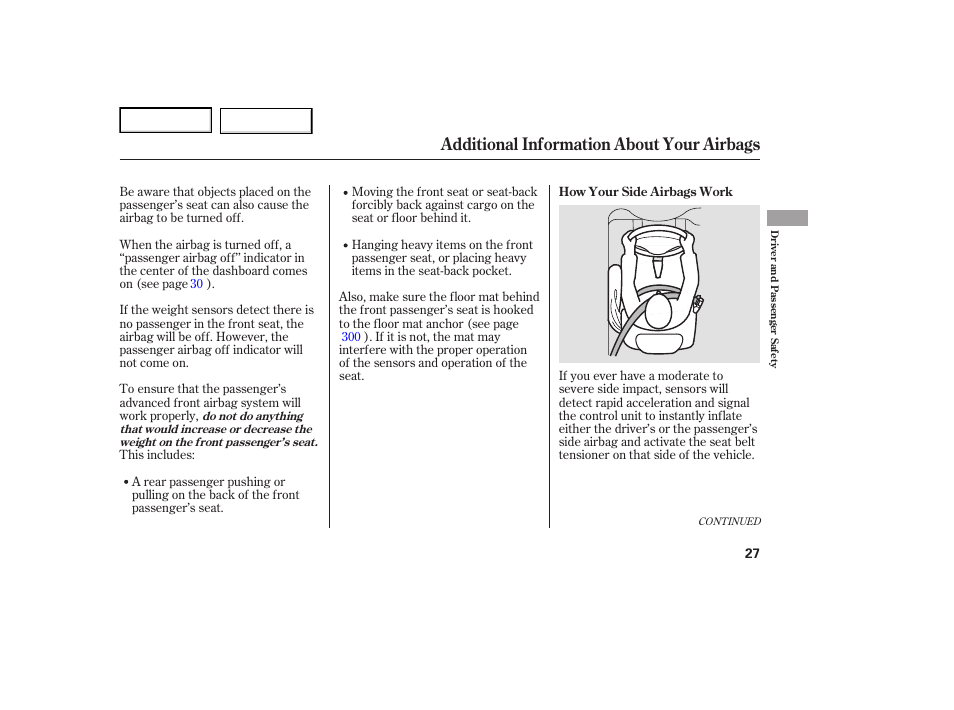 Additional information about your airbags | Acura 2007 TL - Owner's Manual User Manual | Page 30 / 369