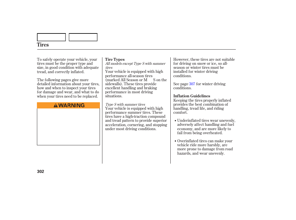 Tires | Acura 2007 TL - Owner's Manual User Manual | Page 305 / 369