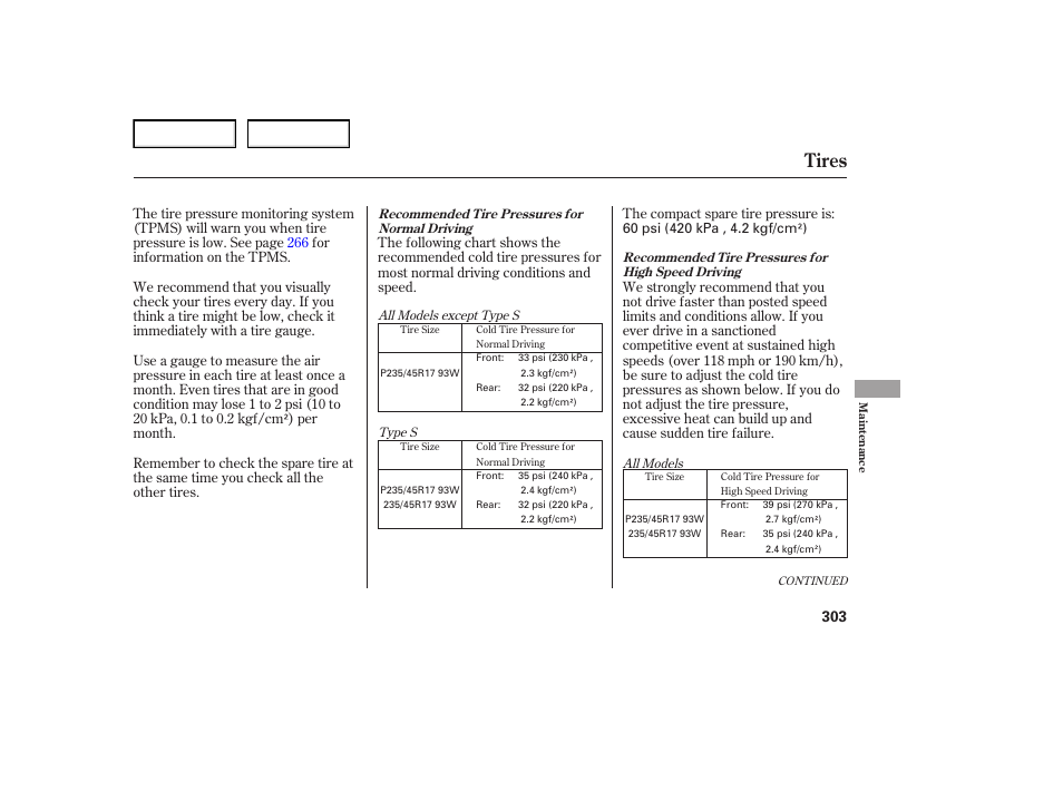 Tires | Acura 2007 TL - Owner's Manual User Manual | Page 306 / 369