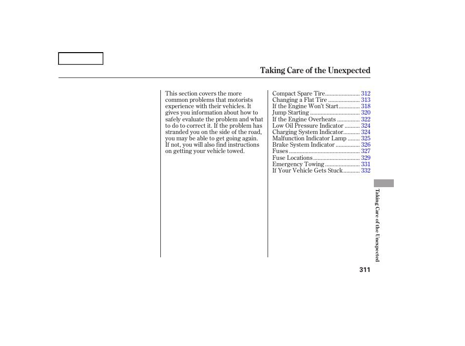 Taking care of the unexpected | Acura 2007 TL - Owner's Manual User Manual | Page 314 / 369
