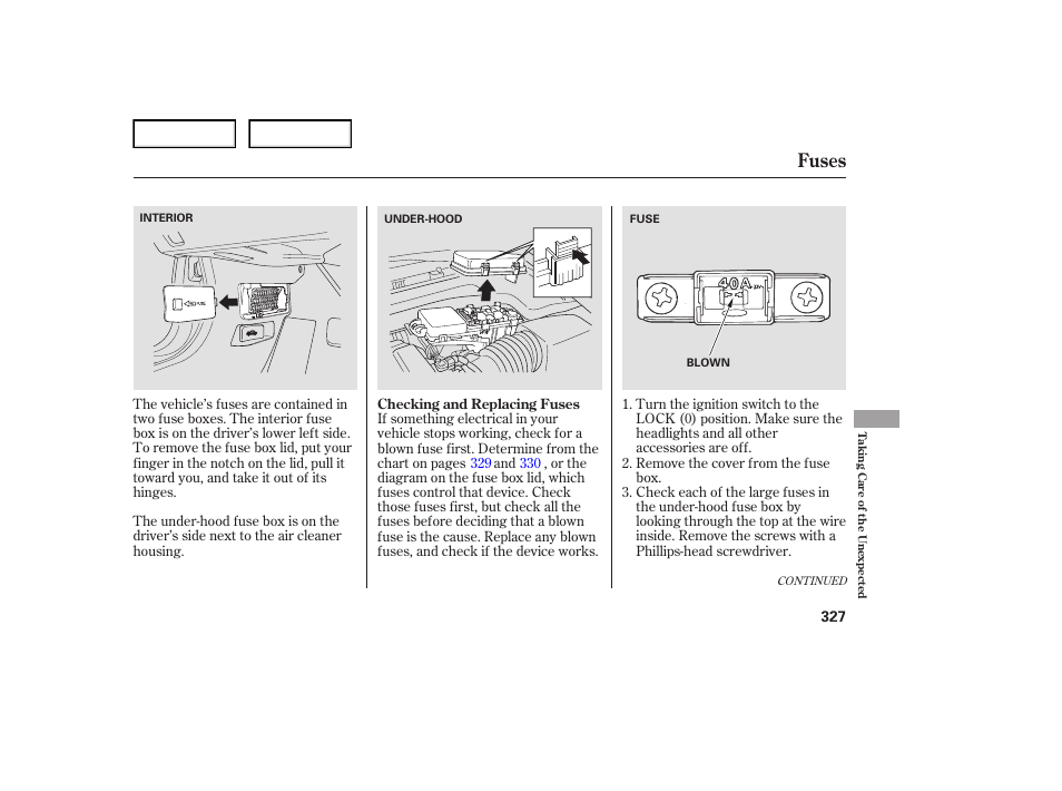 Fuses | Acura 2007 TL - Owner's Manual User Manual | Page 330 / 369