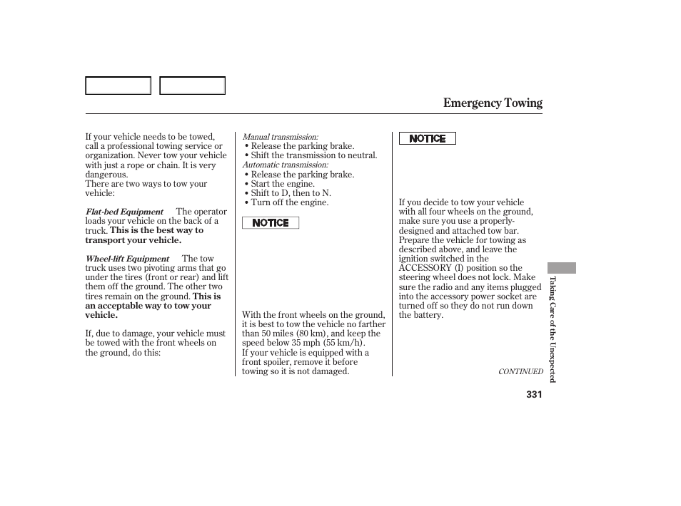 Emergency towing | Acura 2007 TL - Owner's Manual User Manual | Page 334 / 369