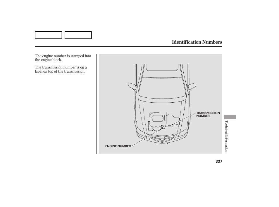 Identification numbers | Acura 2007 TL - Owner's Manual User Manual | Page 340 / 369