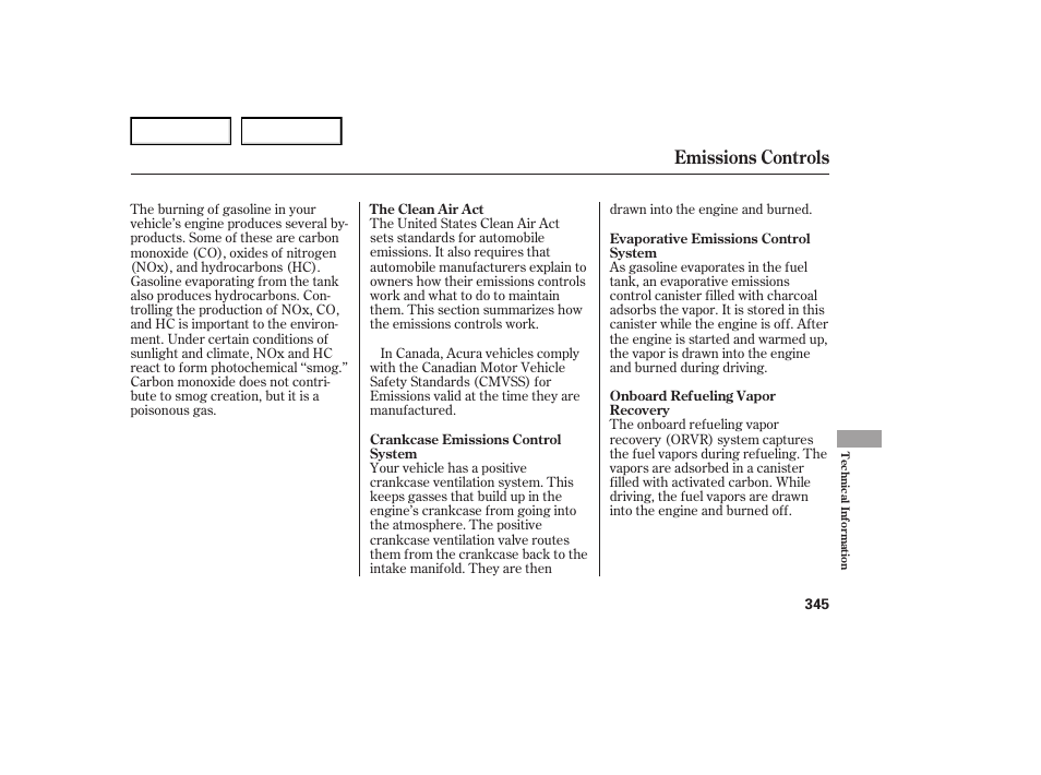 Emissions controls | Acura 2007 TL - Owner's Manual User Manual | Page 348 / 369