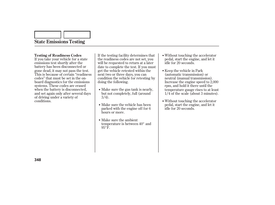 State emissions testing | Acura 2007 TL - Owner's Manual User Manual | Page 351 / 369