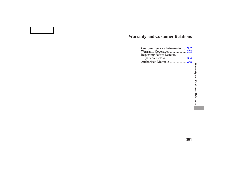 Warranty and customer relations | Acura 2007 TL - Owner's Manual User Manual | Page 354 / 369