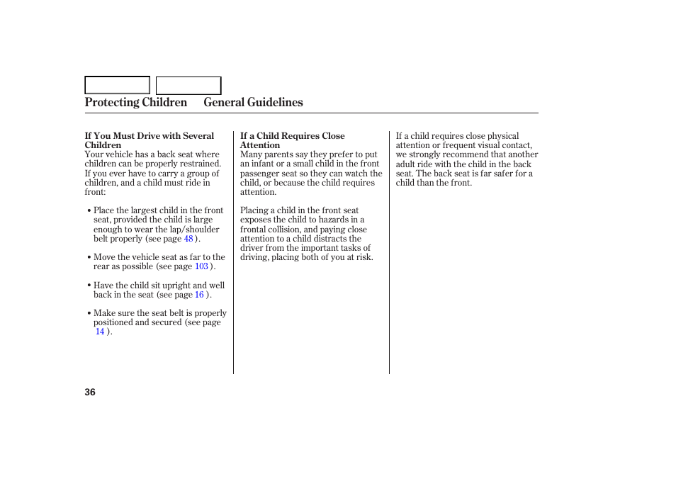 Protecting children general guidelines | Acura 2007 TL - Owner's Manual User Manual | Page 39 / 369