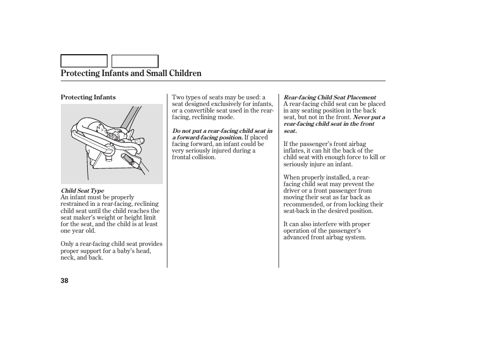 Protecting infants and small children | Acura 2007 TL - Owner's Manual User Manual | Page 41 / 369