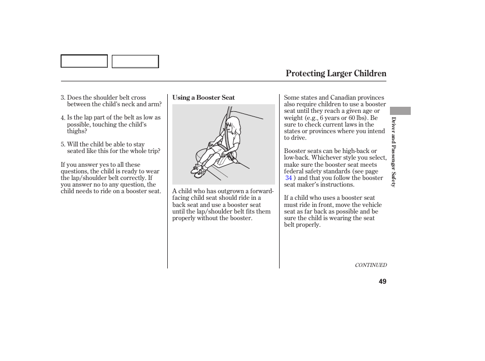Protecting larger children | Acura 2007 TL - Owner's Manual User Manual | Page 52 / 369