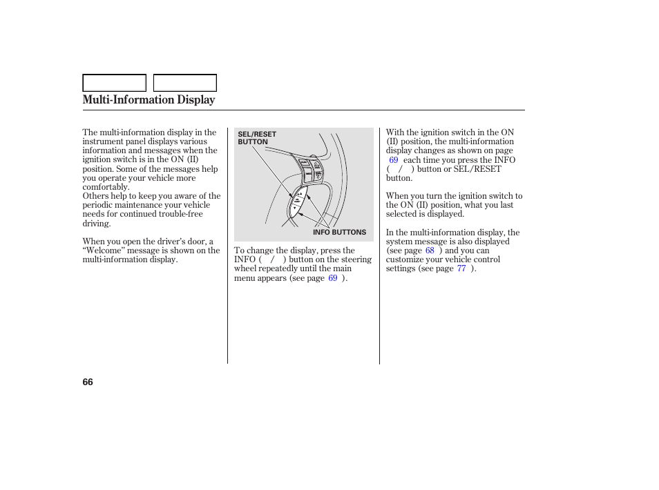 Multi-information display | Acura 2007 TL - Owner's Manual User Manual | Page 69 / 369