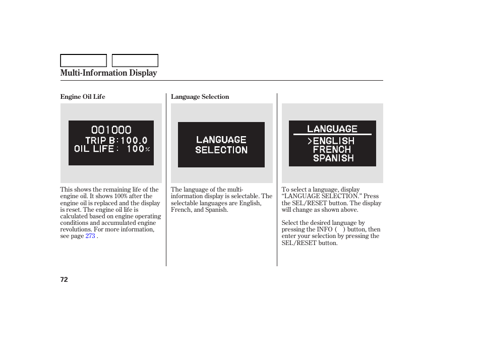 Multi-information display | Acura 2007 TL - Owner's Manual User Manual | Page 75 / 369