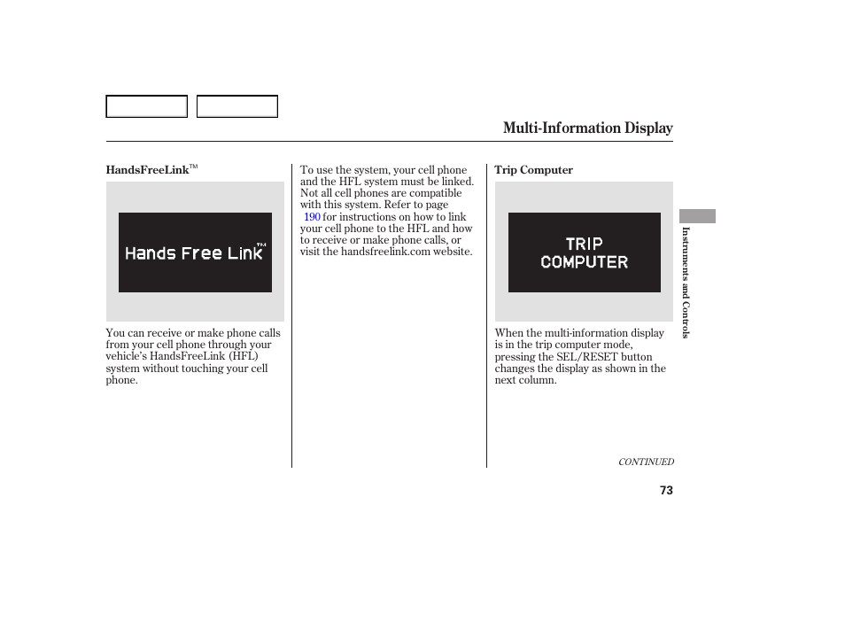 Multi-information display | Acura 2007 TL - Owner's Manual User Manual | Page 76 / 369