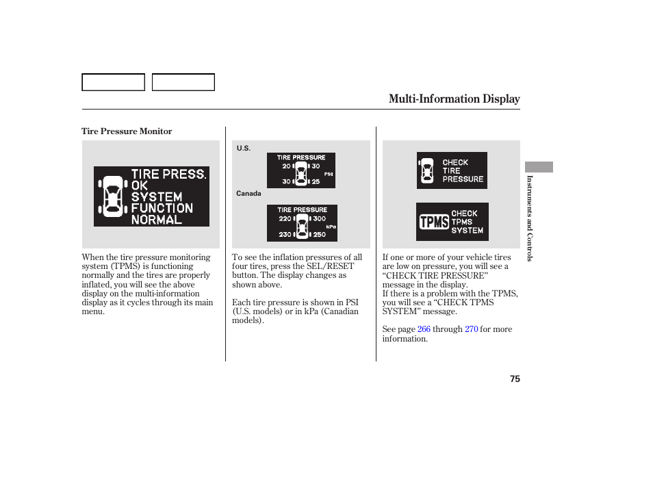Multi-information display | Acura 2007 TL - Owner's Manual User Manual | Page 78 / 369