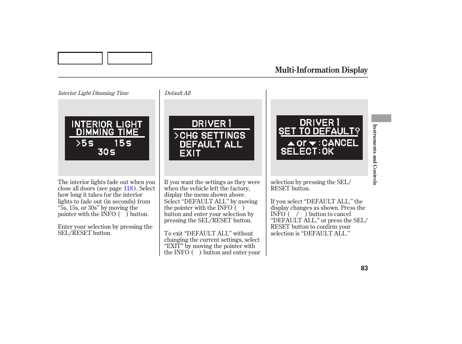 Multi-information display | Acura 2007 TL - Owner's Manual User Manual | Page 86 / 369