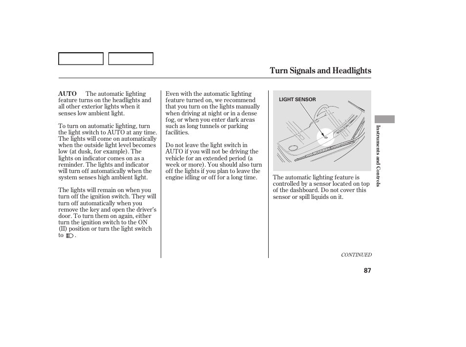 Turn signals and headlights | Acura 2007 TL - Owner's Manual User Manual | Page 90 / 369