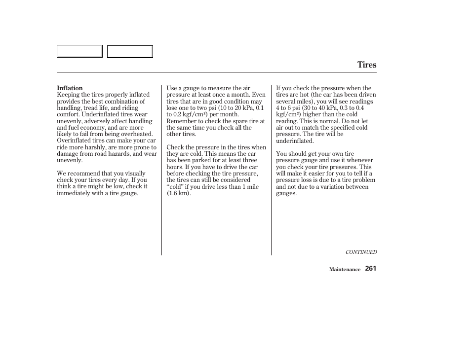 Tires | Acura 2003 TL - Owner's Manual User Manual | Page 264 / 347