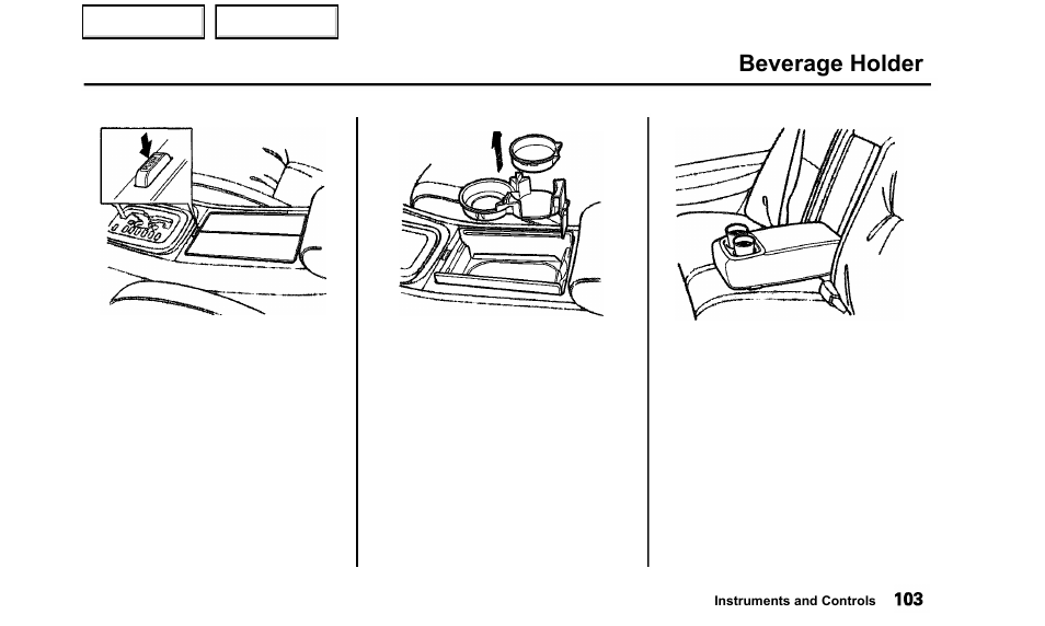 Beverage holder | Acura 2000 TL - Owner's Manual User Manual | Page 106 / 311
