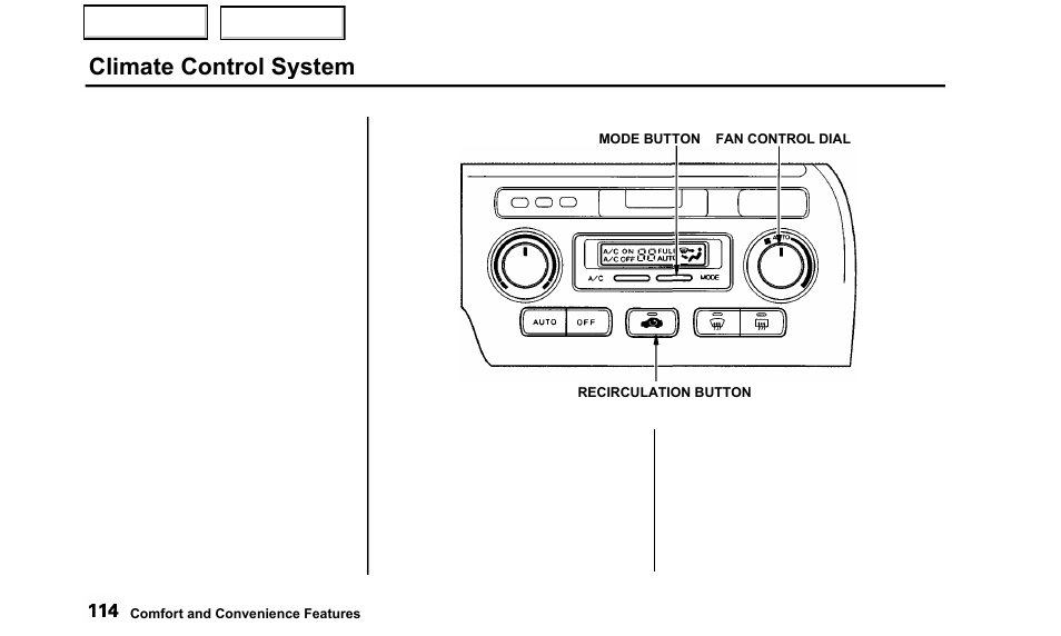 Climate control system | Acura 2000 TL - Owner's Manual User Manual | Page 117 / 311