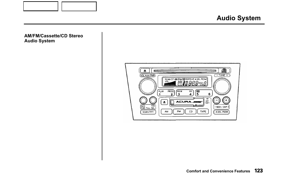 Audio system | Acura 2000 TL - Owner's Manual User Manual | Page 126 / 311