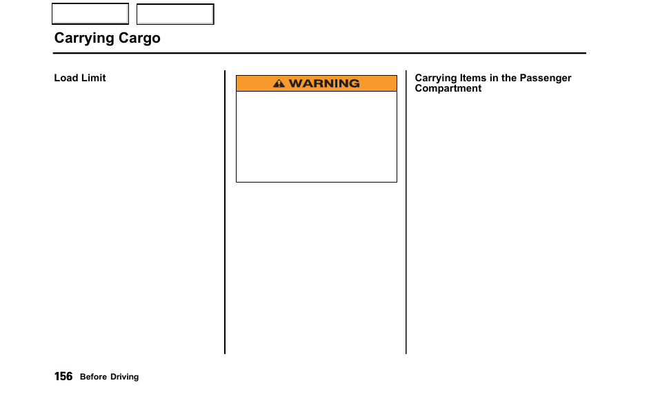 Carrying cargo | Acura 2000 TL - Owner's Manual User Manual | Page 159 / 311