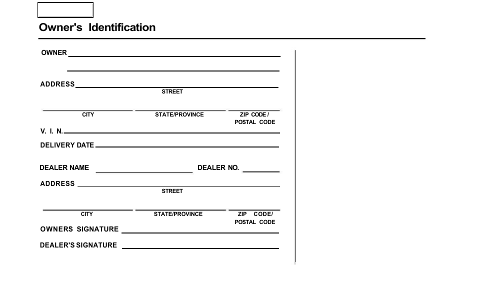 Owner's identification form, Owner's identification | Acura 2000 TL - Owner's Manual User Manual | Page 2 / 311