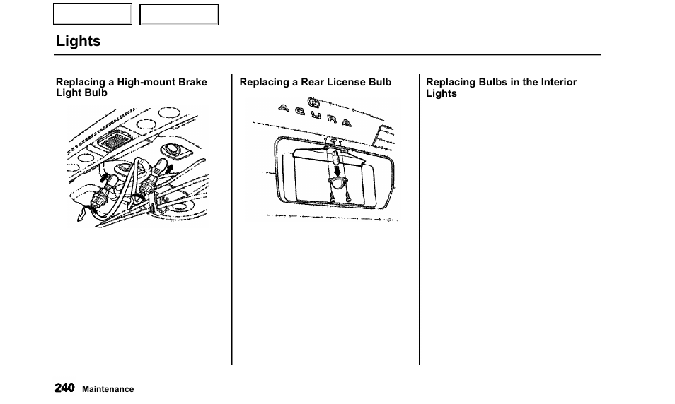 Lights | Acura 2000 TL - Owner's Manual User Manual | Page 243 / 311