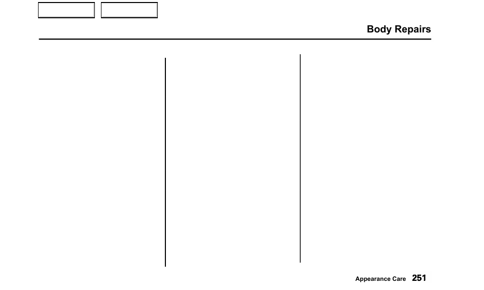 Body repairs | Acura 2000 TL - Owner's Manual User Manual | Page 254 / 311
