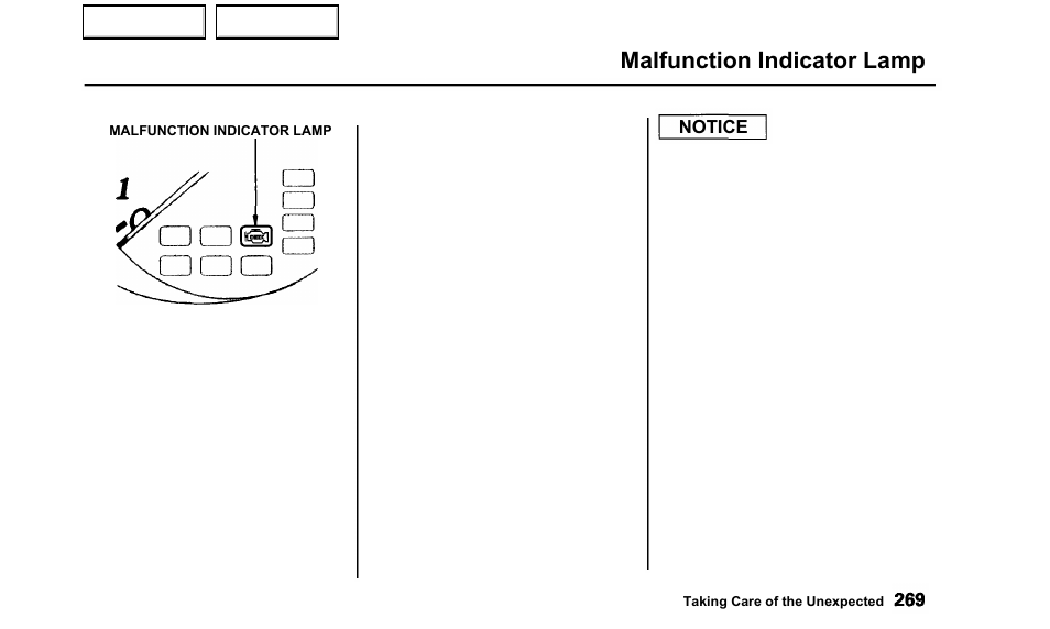 Malfunction indicator lamp | Acura 2000 TL - Owner's Manual User Manual | Page 272 / 311