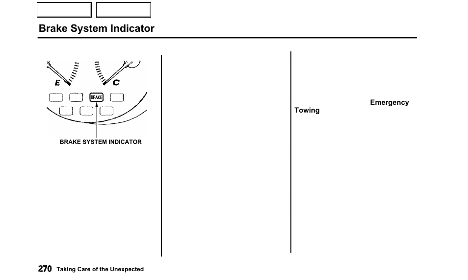 Brake system indicator | Acura 2000 TL - Owner's Manual User Manual | Page 273 / 311