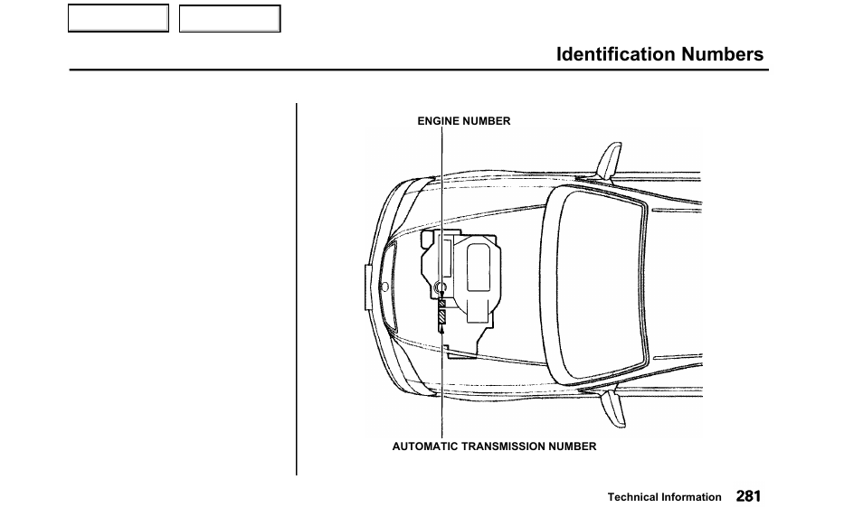 Identification numbers | Acura 2000 TL - Owner's Manual User Manual | Page 284 / 311