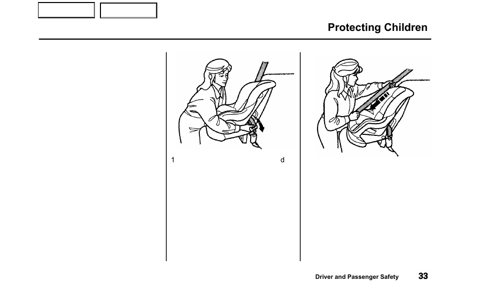 For instructions on how, Protecting children | Acura 2000 TL - Owner's Manual User Manual | Page 36 / 311