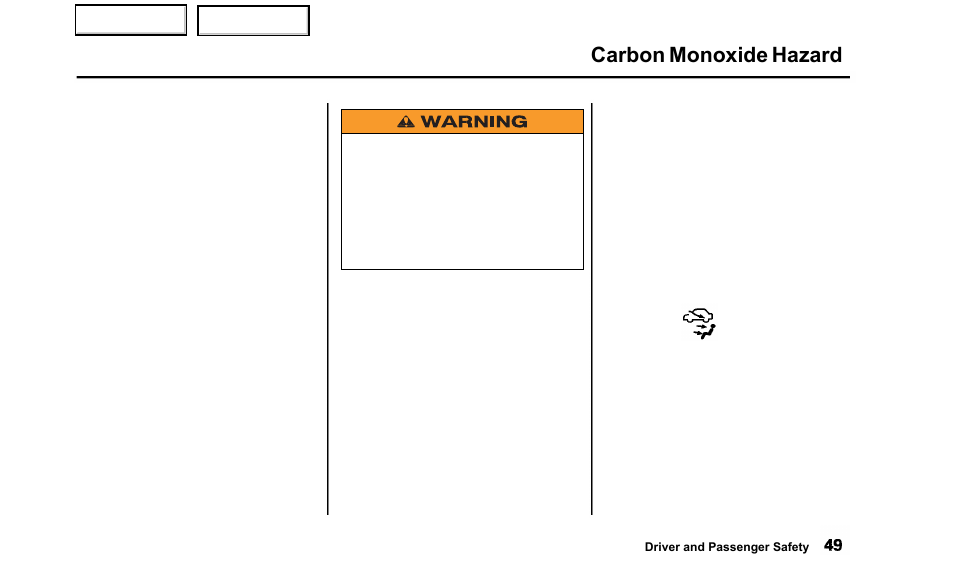 Carbon monoxide hazard | Acura 2000 TL - Owner's Manual User Manual | Page 52 / 311
