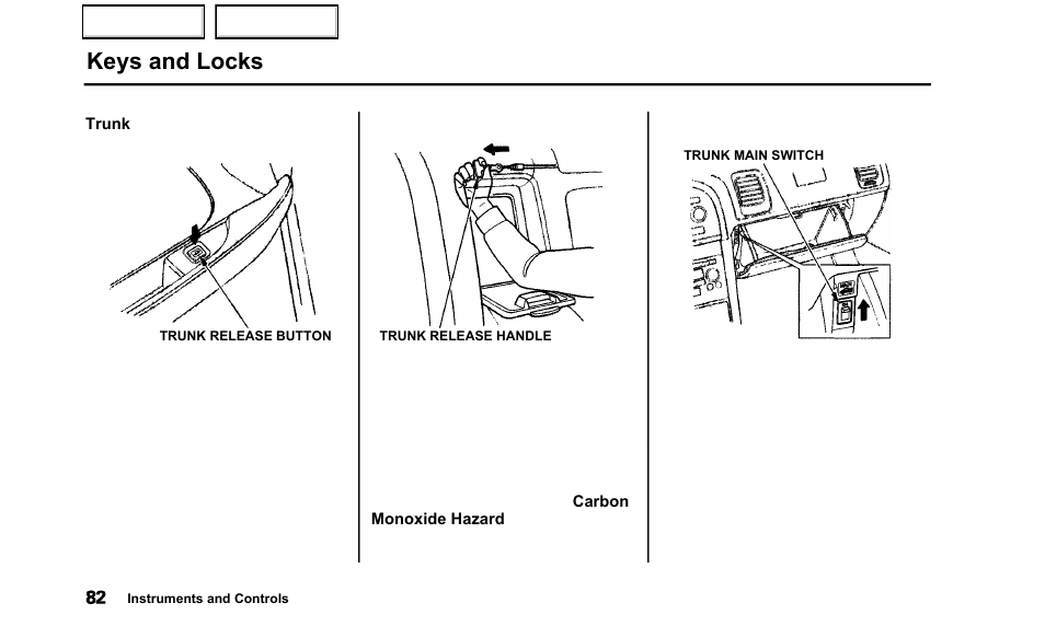 Keys and locks | Acura 2000 TL - Owner's Manual User Manual | Page 85 / 311