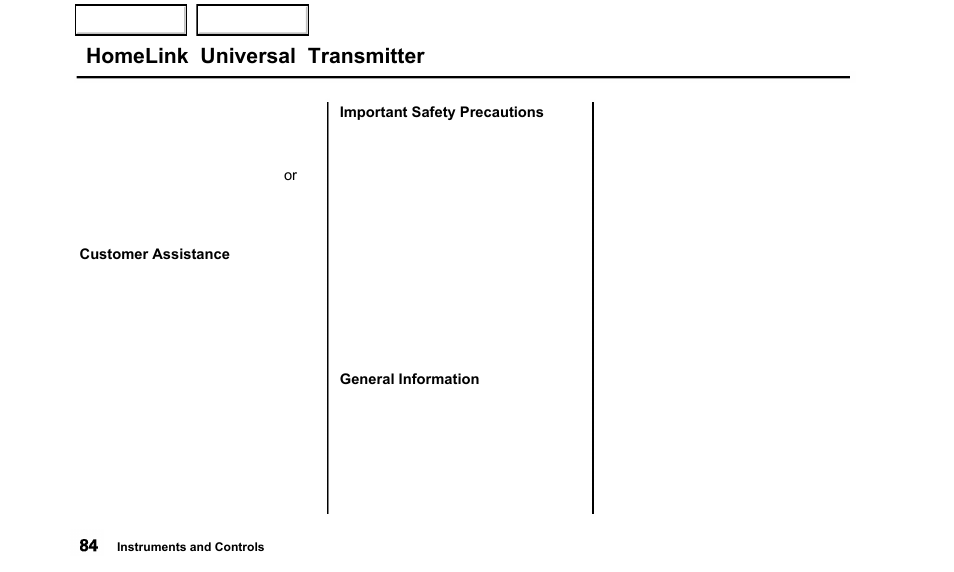 Homelink universal transmitter | Acura 2000 TL - Owner's Manual User Manual | Page 87 / 311