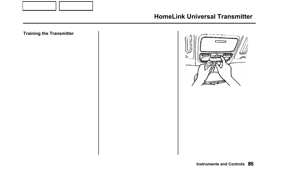 Homelink universal transmitter | Acura 2000 TL - Owner's Manual User Manual | Page 88 / 311