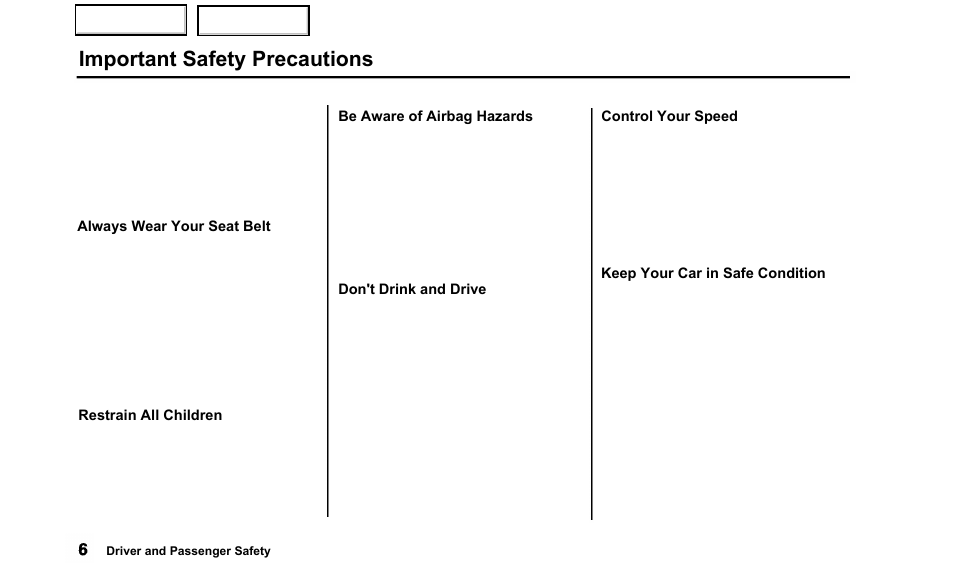 Important safety precautions | Acura 2000 TL - Owner's Manual User Manual | Page 9 / 311