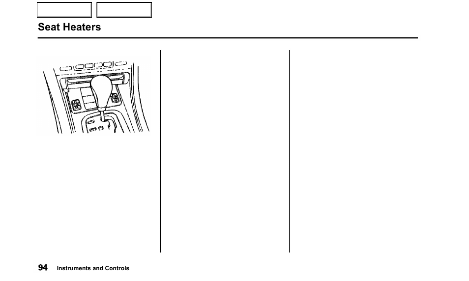 Seat heaters | Acura 2000 TL - Owner's Manual User Manual | Page 97 / 311