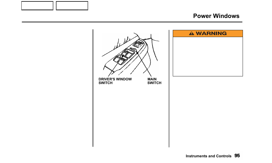 Power windows | Acura 2000 TL - Owner's Manual User Manual | Page 98 / 311